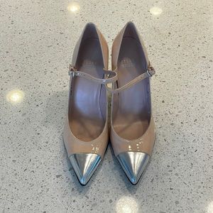 NEW / NEVER WORN Stuart Weitzman Pink Block Heel Pump with Silver Pointed Toe